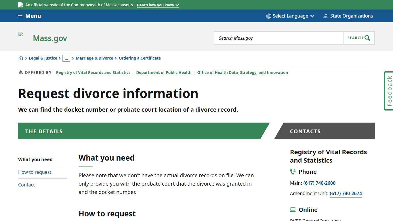Request divorce information Mass.gov
