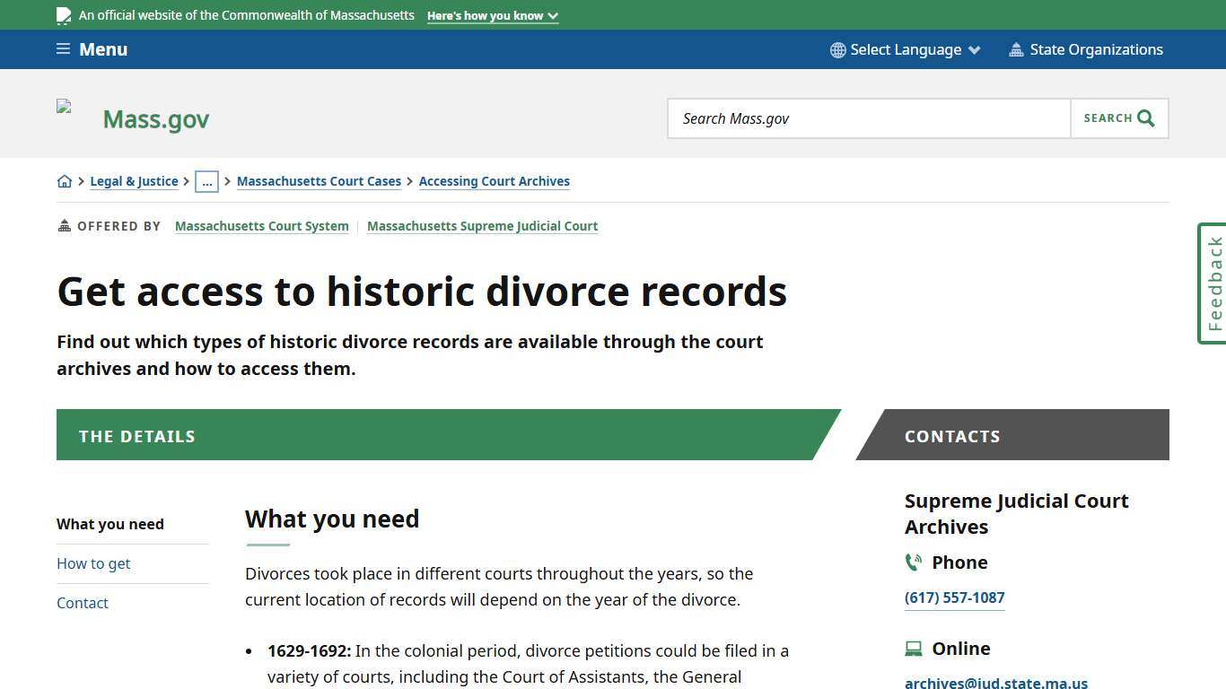 Get access to historic divorce records Mass.gov